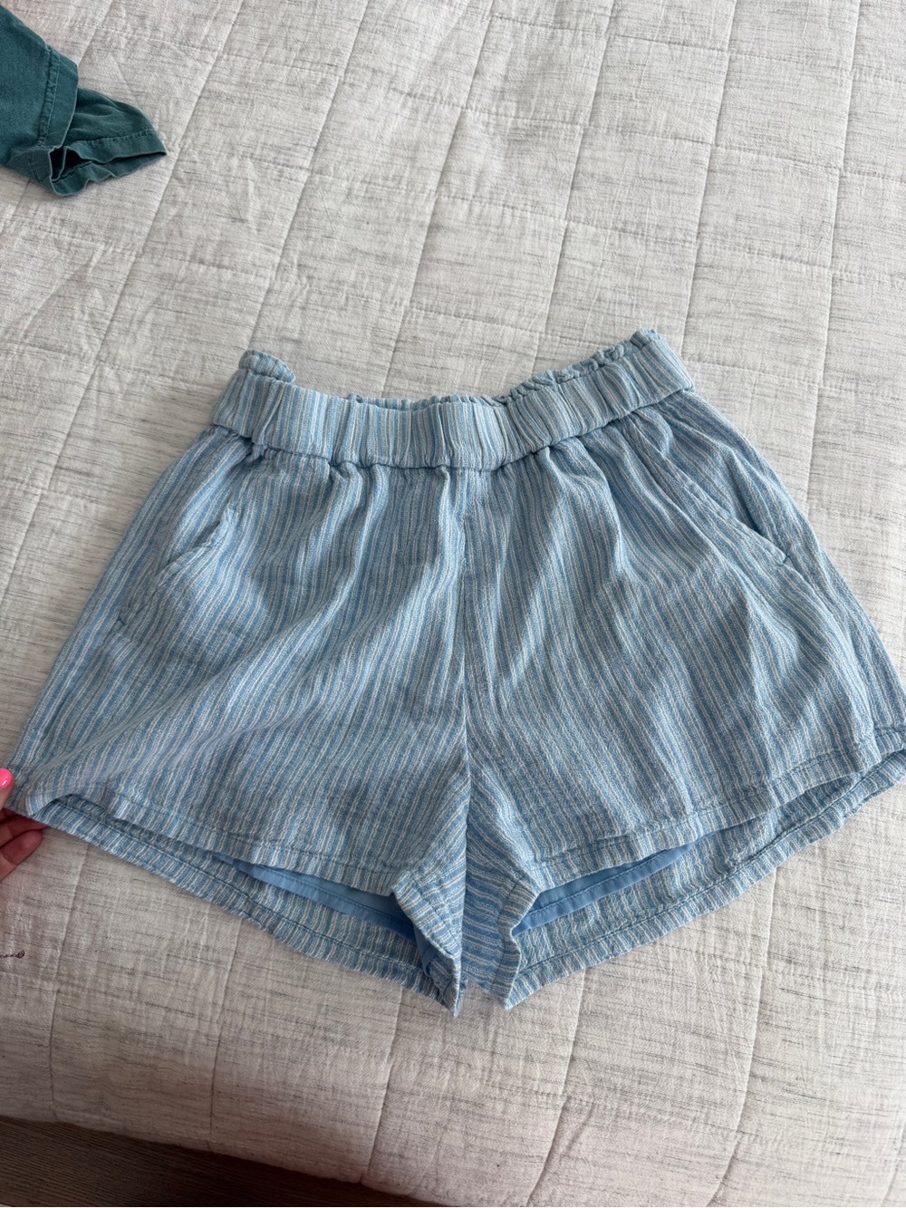 Hollister Light Blue Striped High-Waist Women’s Shorts